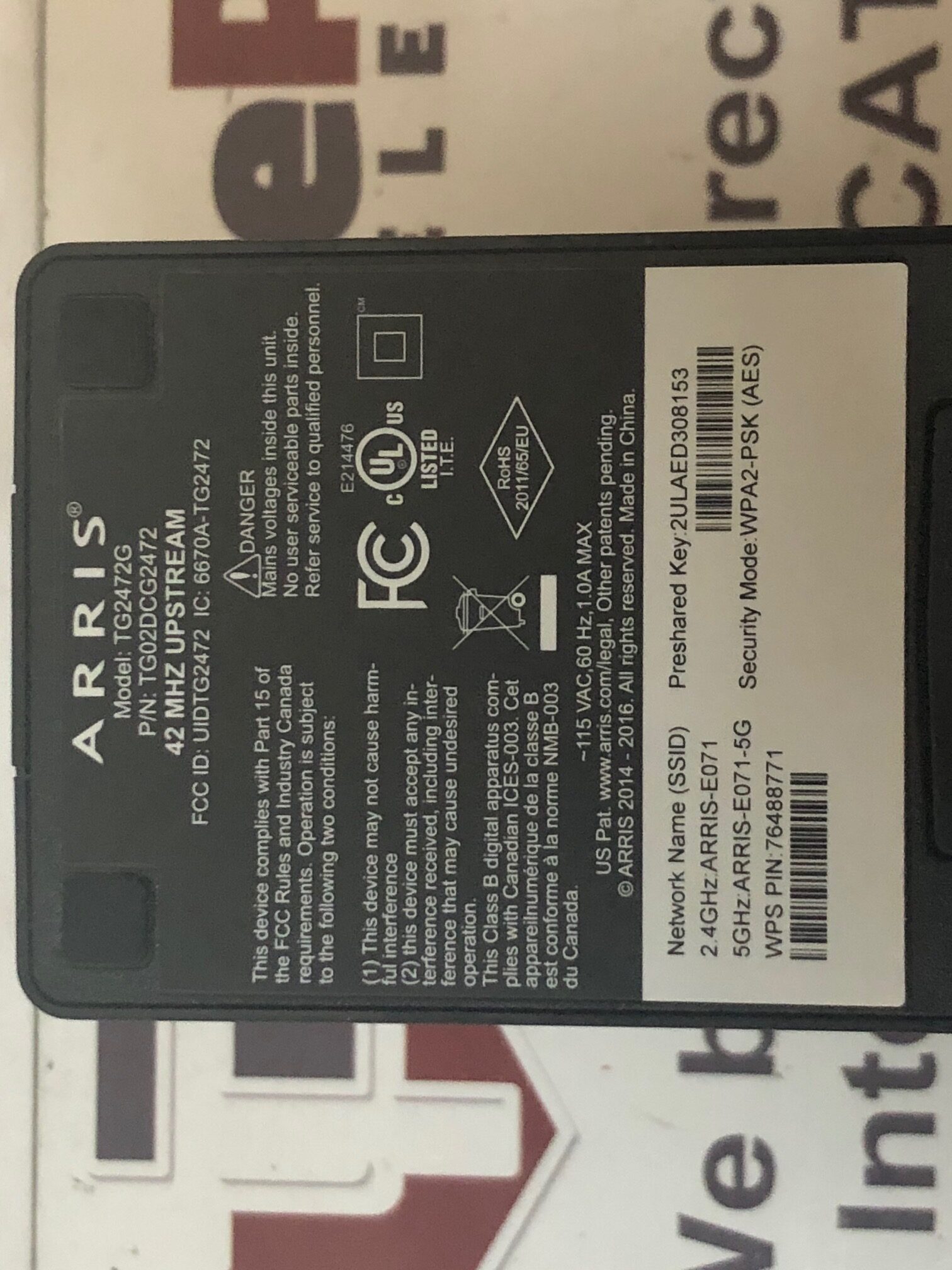 Arris TG2472G Docsis 3.0 Wireless Moca Cable Modem P/N TG02DCG2472 eBay